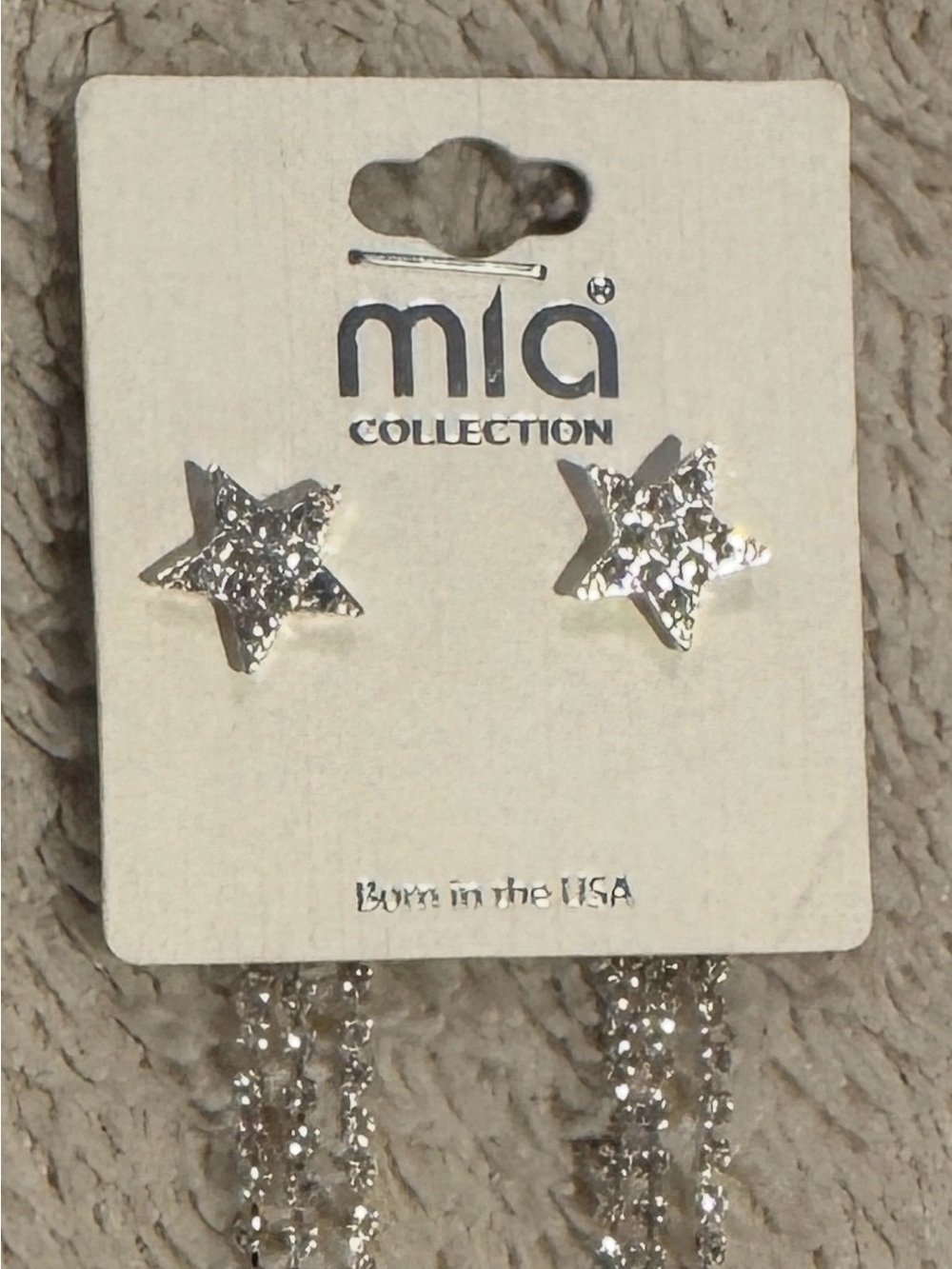 MIA COLLECTION Silver Star Drop Chain Earrings